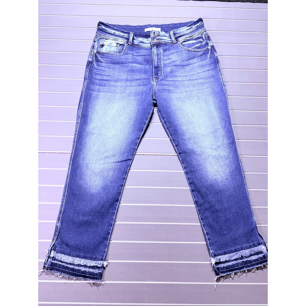 KanCan Maurices Womens High Rise Raw Hem Straight Leg Jeans Blue Size 32 210301